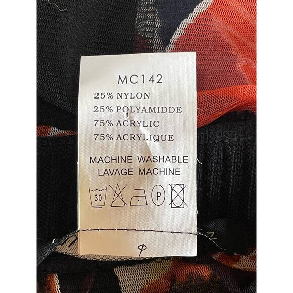 NWT Womens Alain Weiz Sheer Abstract Zip Up Sweater‎ Sleeve Blouse Size 16 - Picture 10 of 10